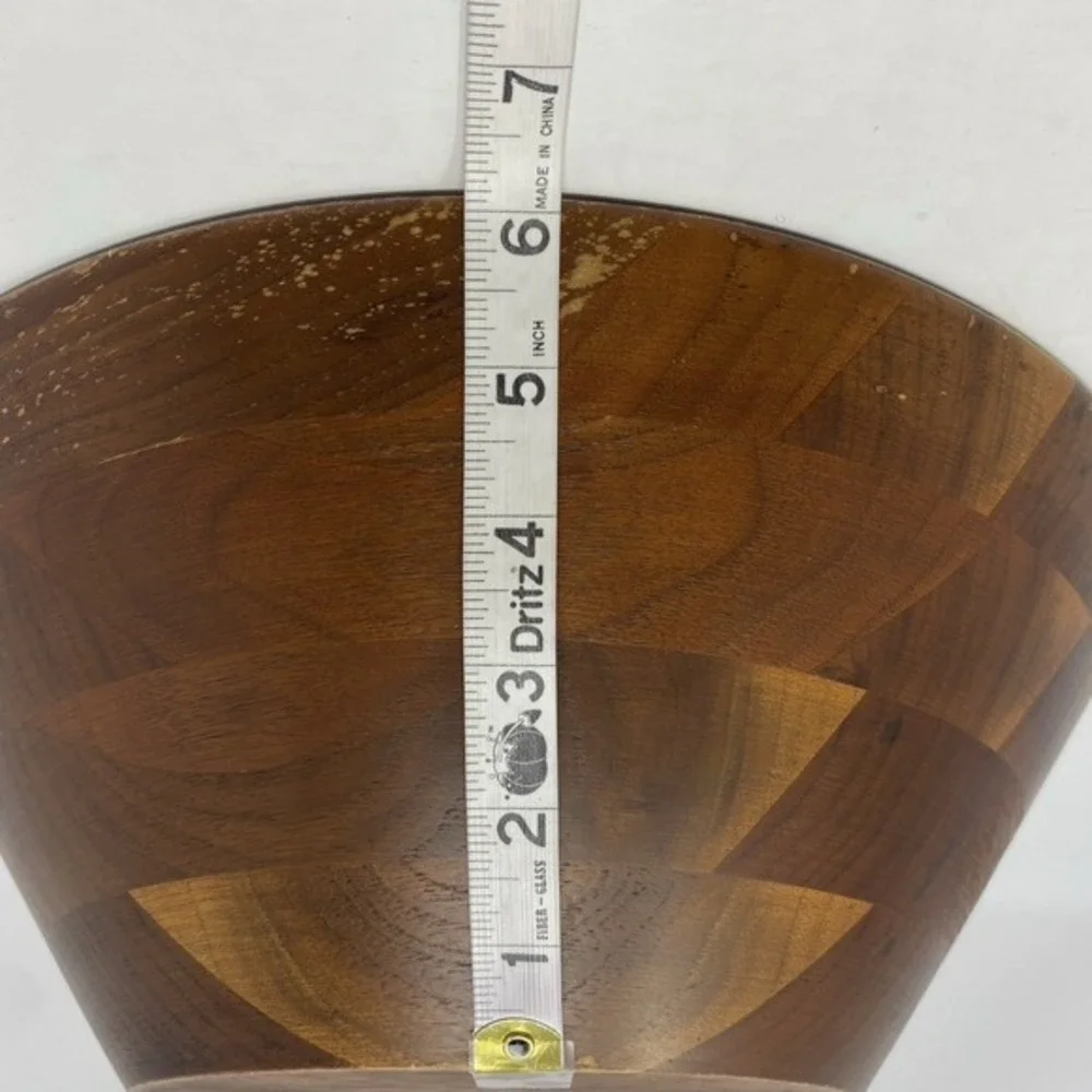 Vtg‎ MCM Ozark Walnutware Wooden Salad Bowl 14x7 Mid Century Modern Made in USA